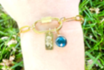 Gold Plated Carabiner Clasp Paperclip Link Birth Flower / Stone Bracelet.