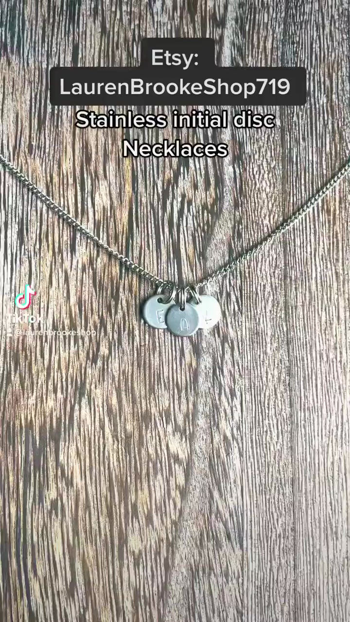 Thumbnail: Initial Necklace- Personalized Jewelry- Initial Jewelry  - Hand Stamped Necklace