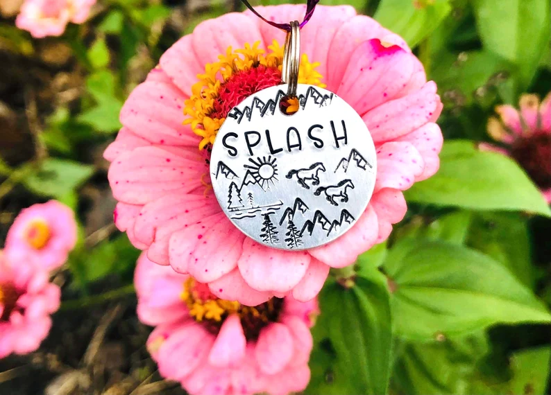 Thumbnail: Dog ID- Horse ID Name Tag-Horse ID Tag, Horse Bridle Tag, Hand Stamped Horse Tag