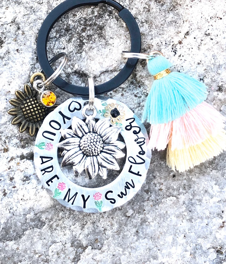 Thumbnail: You Are My Sunflower- Sunflower Keychain - Sunflower Gifts - Sunflower Lover