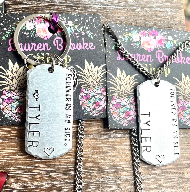 Thumbnail: Forever By Your Side- Personalized- Memorial Keychain, Rear View or Necklace