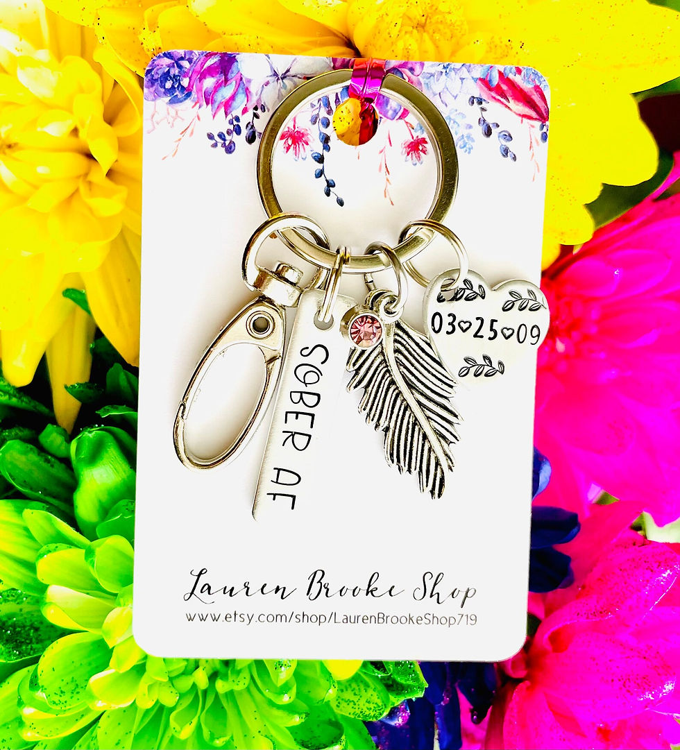 Thumbnail: Sober AF - Sobriety Keychain - Sobriety Gifts - Recovery Gifts - ODAAT