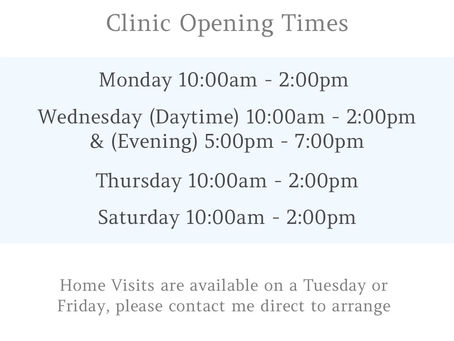 Change to clinic opening times