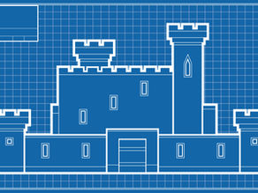Image: Blueprint illustration of an historic castle. Article: Coaching Core Values: Helping Clients Clarify What They Actually Stand For. Help your clients reconnect to their inner blueprint. This guide shows coaches how to clarify core values and build lives that truly align.