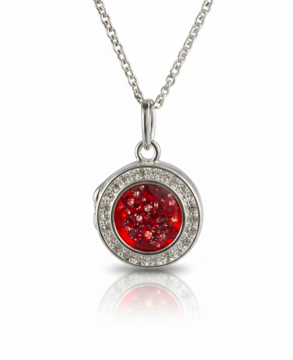 Nyssa | Crystal Halo Ashes Locket Necklace
