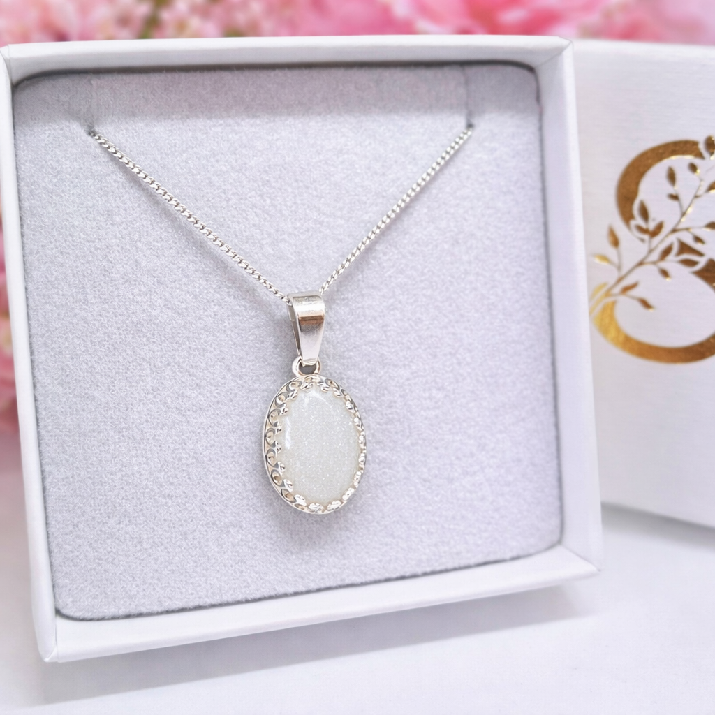 Isla | Oval Breastmilk Necklace | Sterling Silver