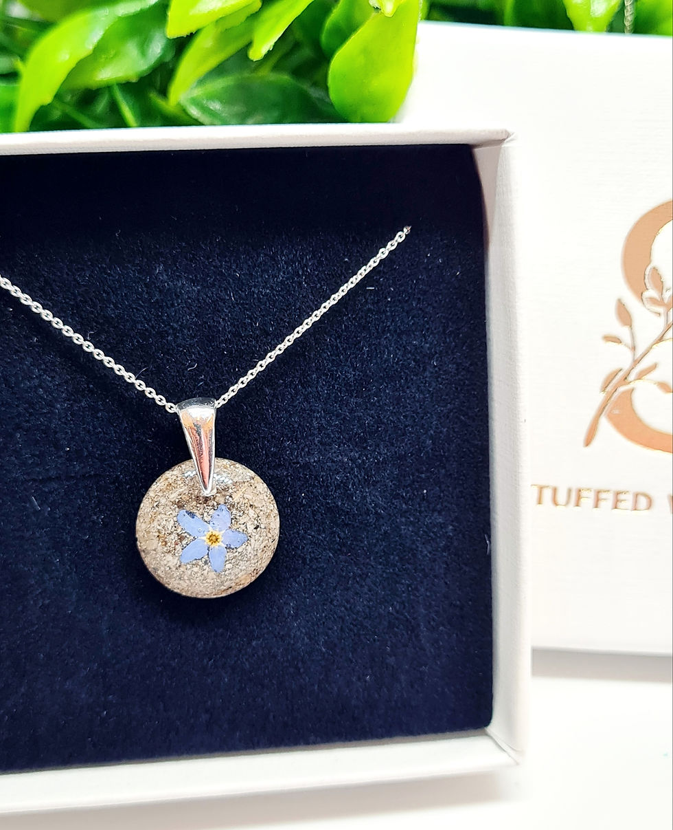 Thumbnail: 14mm forget-me-not pendant with ashes on sterling silver chain