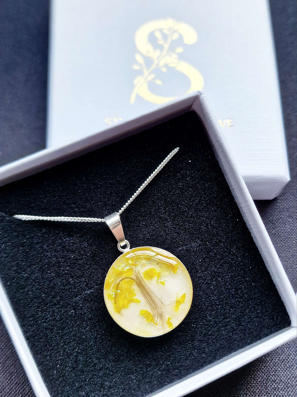 Thumbnail: Custom keepsake necklace in sterling silver with tree and floral blossom
