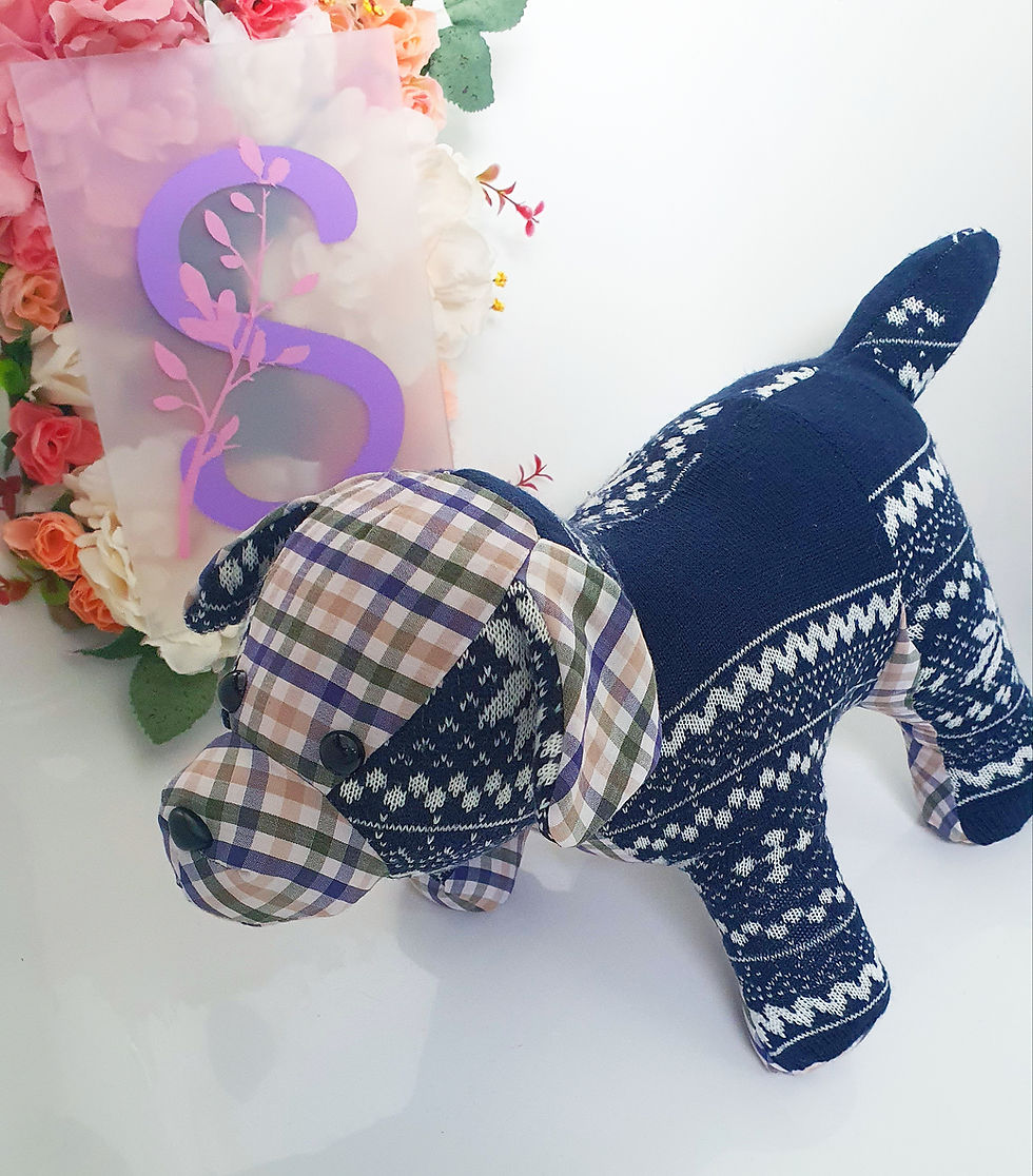 Thumbnail: Dog memory teddy approx. 28cm tall made from cherished clothing
