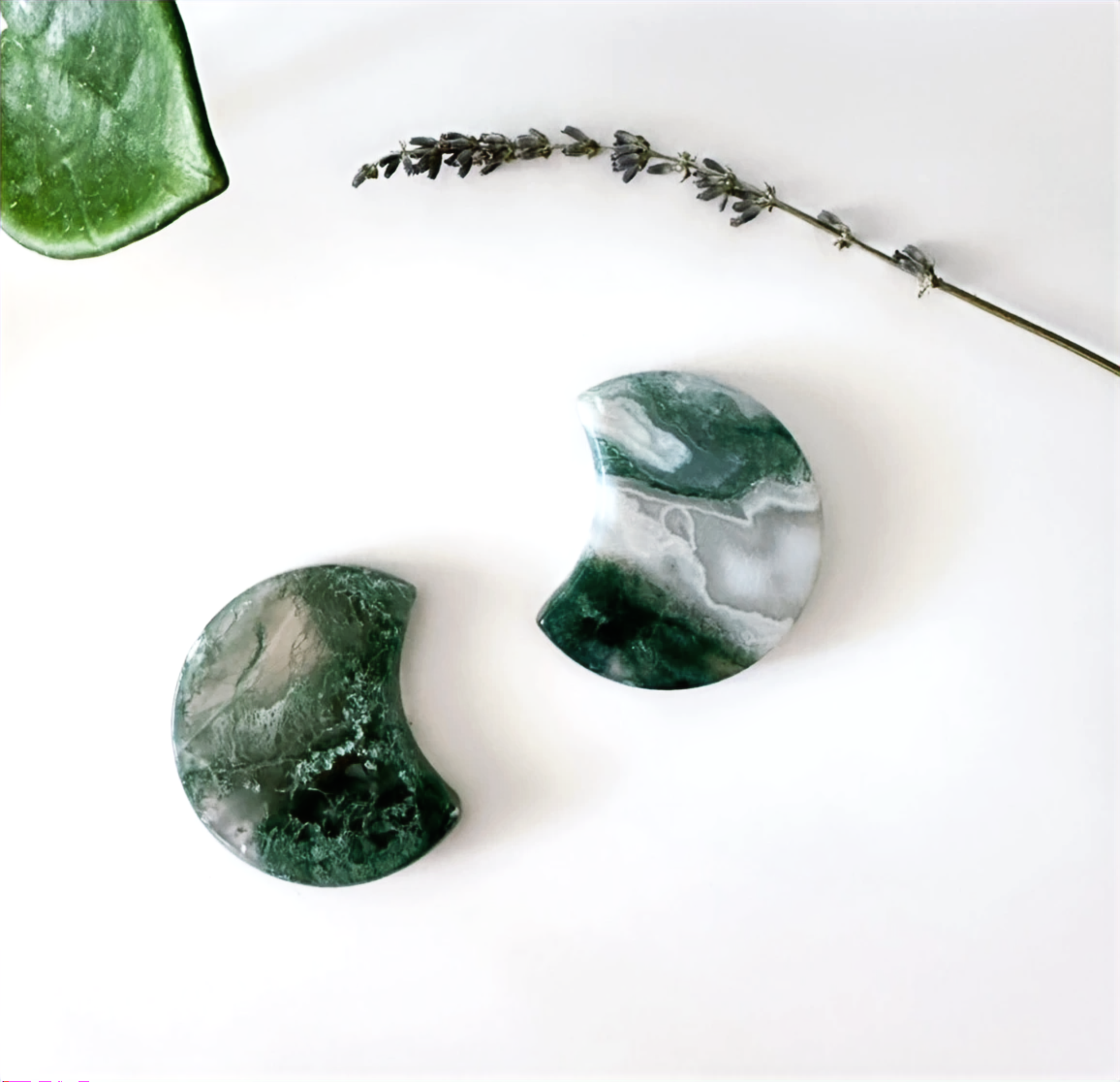 Green Moss Agate Moon