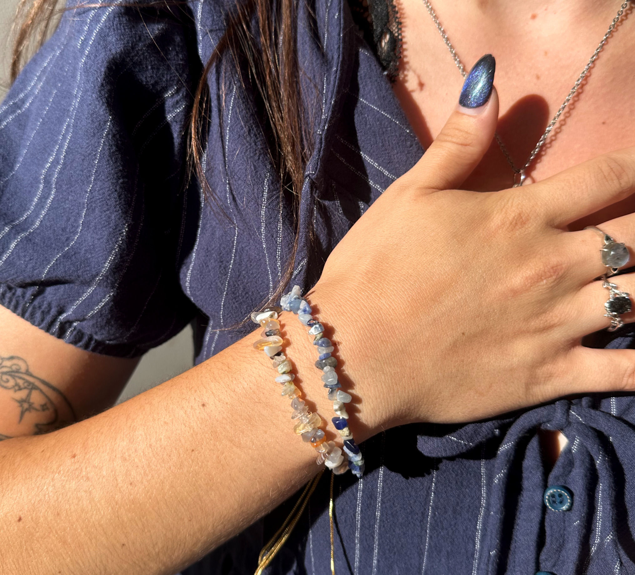 Chip Stone Bracelets (Silver or Gold)