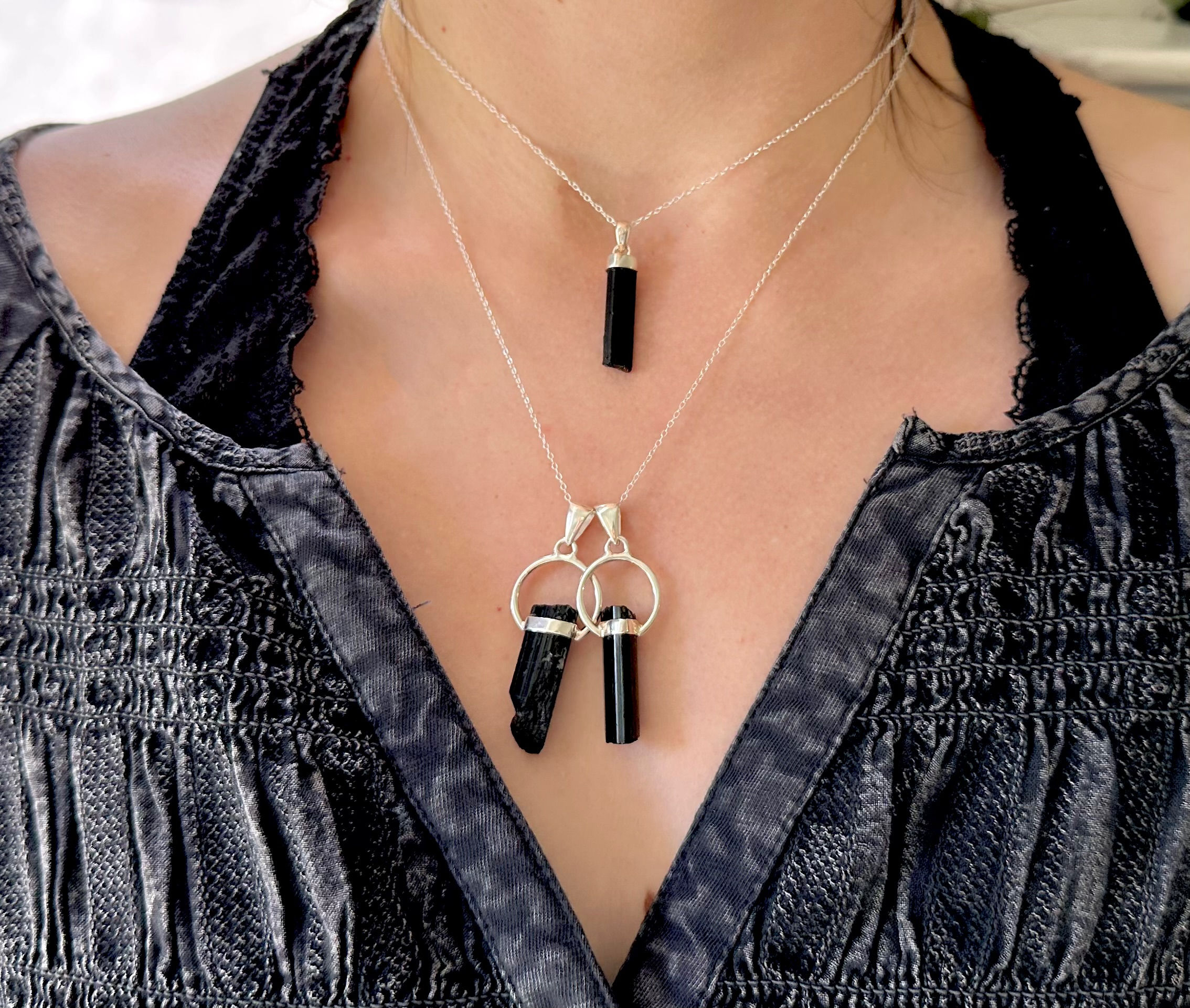 Black Tourmaline Necklace 925 (you pick!)