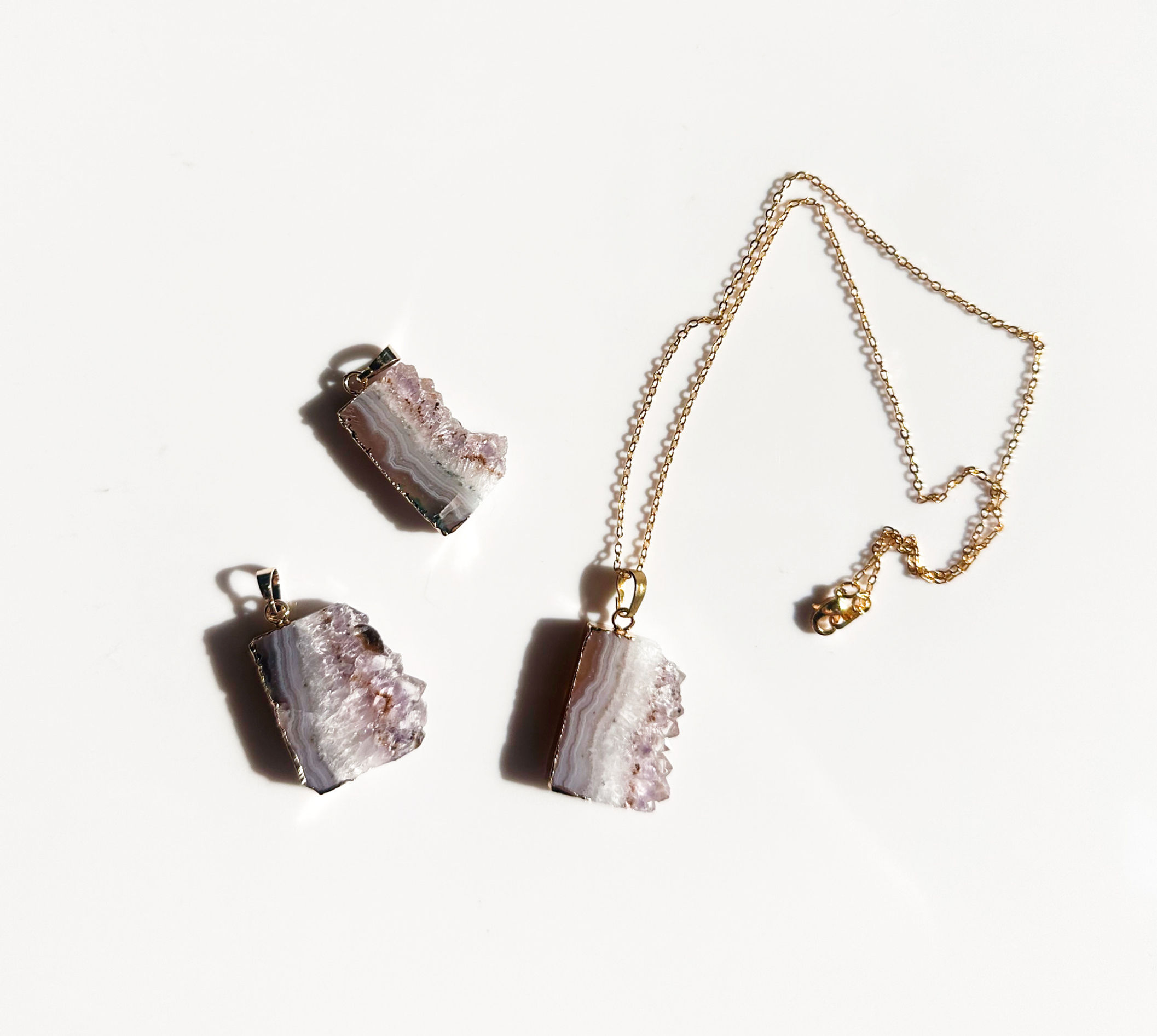 amethyst agate raw edge necklace
