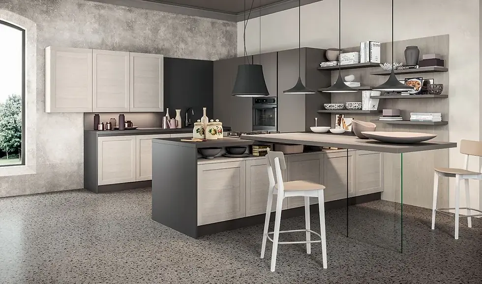 cucina country grigia con penisola in offerta outlet MHID - foto 1