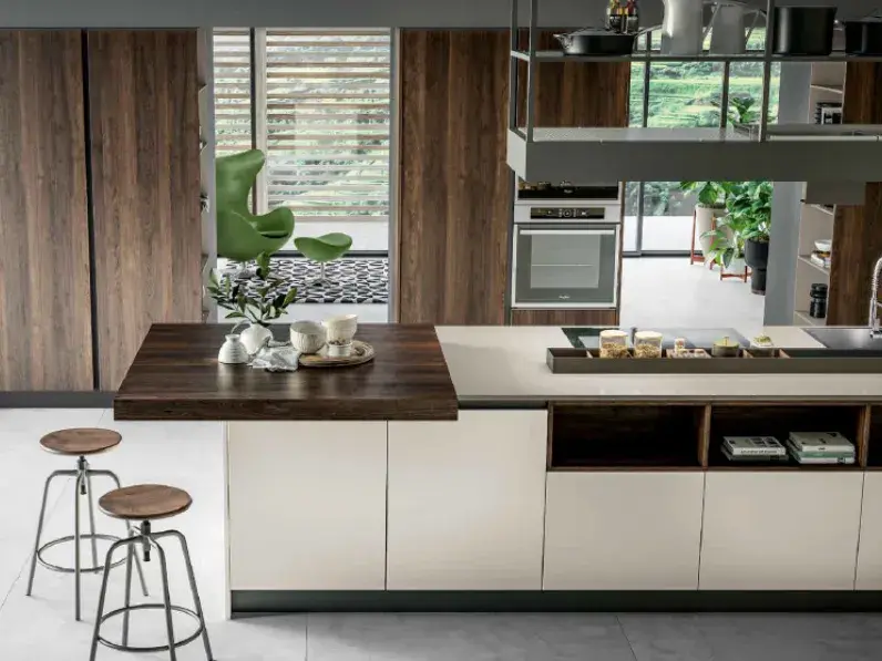 Isola moderna Cucina Kronos – Arredo3 con piano snack legno