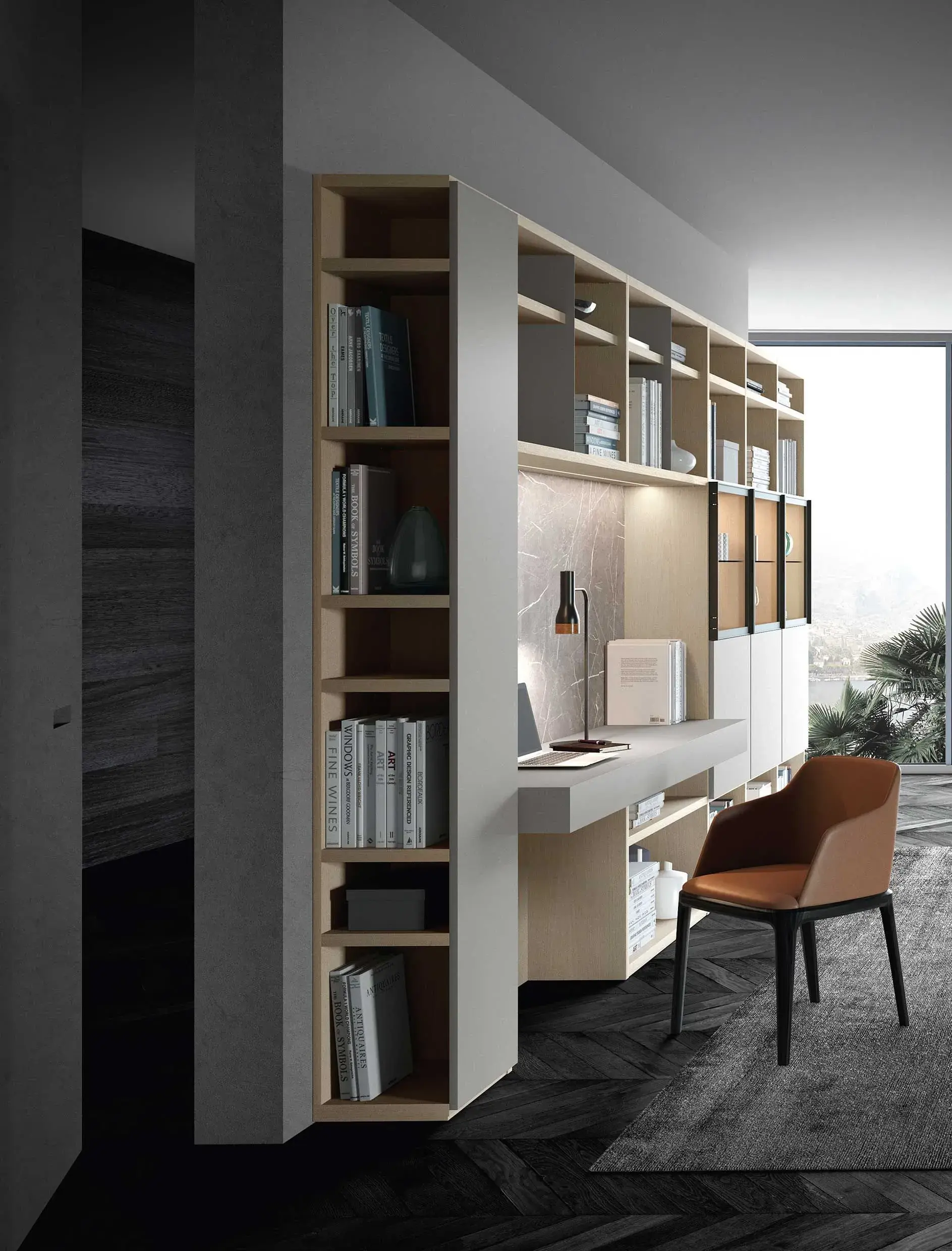 Dettaglio libreria componibile per soggiorno Mood 10 Astor Mobili in offerta outlet MHID