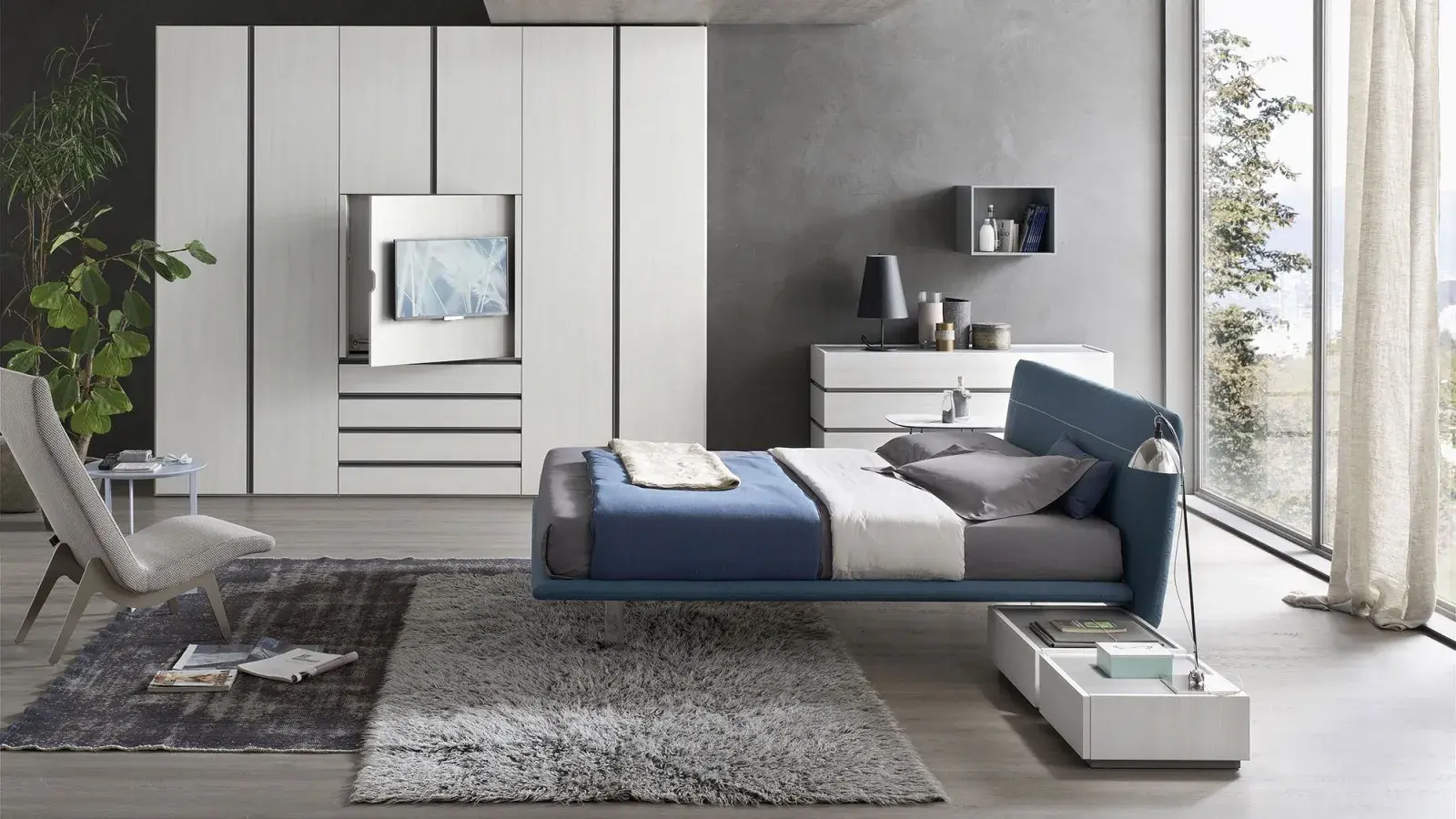 Letto matrimoniale moderno Orme C1 con rete e materasso