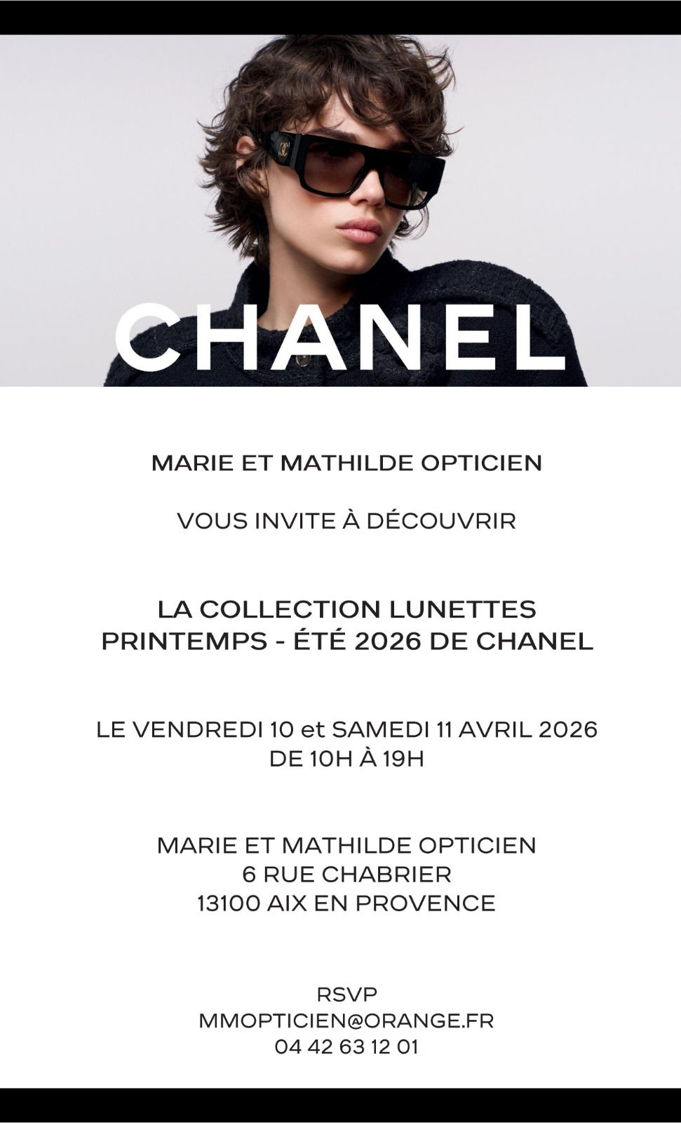 Événement Chanel chez Marie & Mathilde Opticien