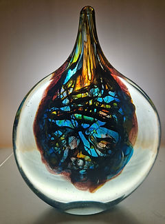 Early Mdina Cut Ice vase signed by Michael Harris.