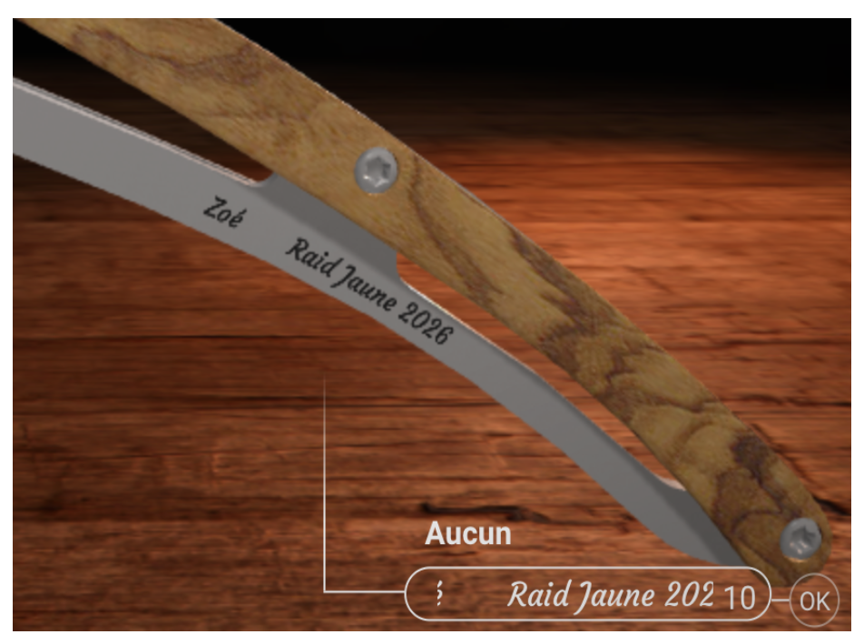 Couteau Raid Jaune personnalisé