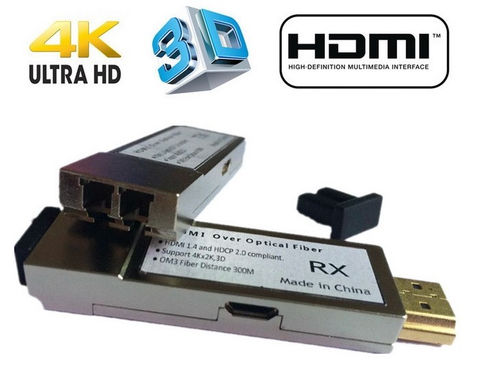 מרחיק HDMI 4K על גבי כבל אופטי OM3 DUPLEX LC-LC עד 300 מטר, תומך 4K@30hz