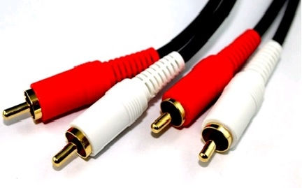 כבל אודיו 2xRCA זכר - 2xRCA זכר מסוכך עם פלגים יצוקים ומוזהבים, 1.8 מטר