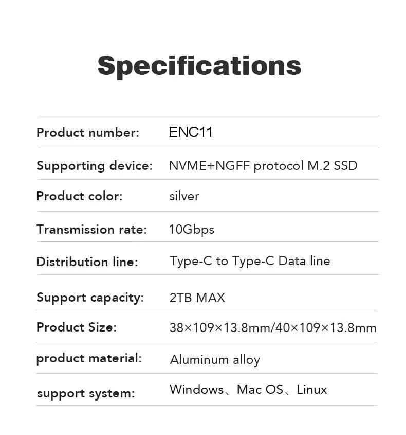 תמונה ממוזערת: מארז חיצוני 10Gbps לכונן SSD M.2 מסוג SATA/NVME בחיבור USB-C + כבל C-A