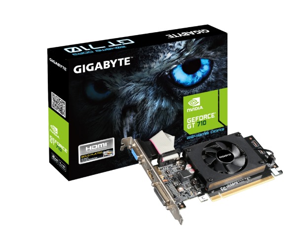 כרטיס מסך Gigabyte GT 710 2GB 2.0 VGA DVI HDMI Low Profile