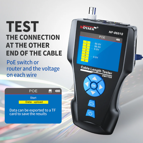 מכשיר בדיקה לכבלי RJ45, כולל צלצלן, TDR, PING TEST, POE