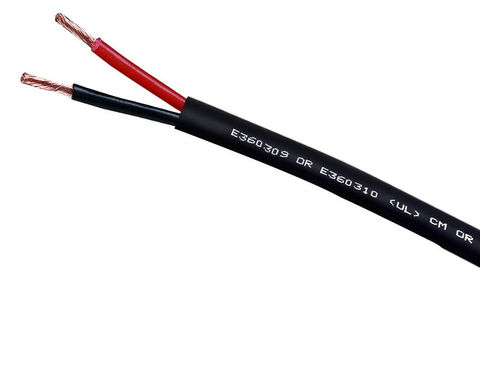 כבל רמקול OUTDOOR עגול שחור מקצועי 100% נחושת 2x14AWG בקרטון משיכה 150 מטר, תוצר