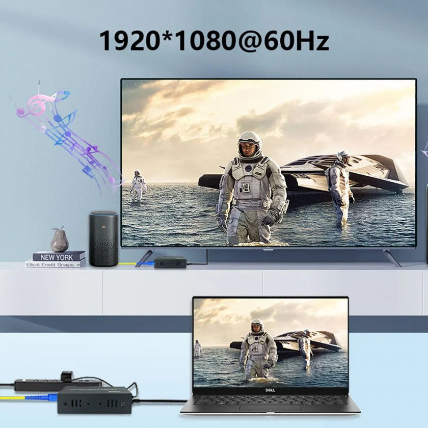 מרחיק HDMI על גבי כבל אופטי SM בודד עד 20 ק"מ, תומך 1080P@60HZ