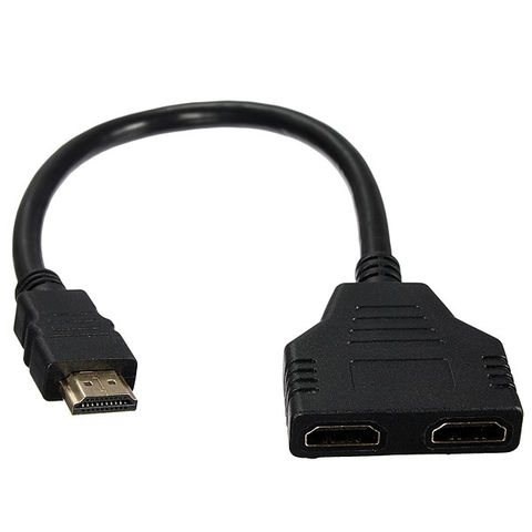 כבל מפצל HDMI זכר - 2xHDMI נקבה, מוזהב, 20 ס"מ (ראה הערות למוצר לפני רכישה !)