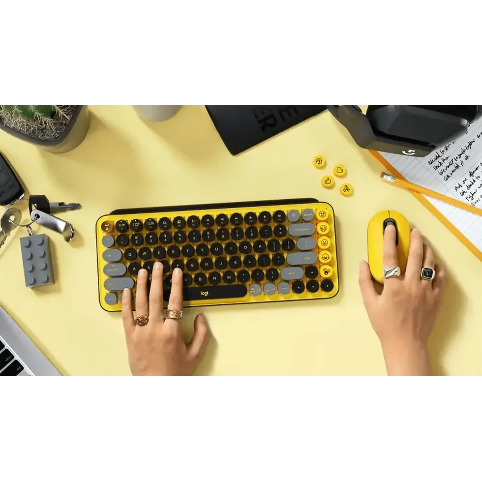 Thumbnail: מקלדת מכאנית אלחוטית שחור צהוב LOGITECH POP KEYS