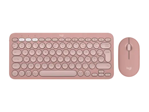 סט מקלדת ועכבר Logitech PEBBLE 2 COMBO K380S +M350S- צבע ורוד