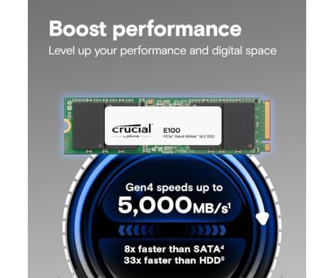 דיסק פנימי Crucial SSD E100 1TB PCIe Gen4 2280 NVMe M.2