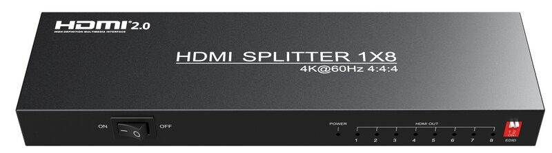 תמונה ממוזערת: מפצל HDMI 2.0 ל-8 יציאות תומך 4K@60HZ 4:4:4 HDR HDCP2.2