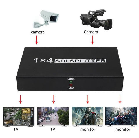 מפצל מוגבר SDI ל-4 מסכים בו זמנית, תומך SD-SDI, HD-SDI, 3G-SDI