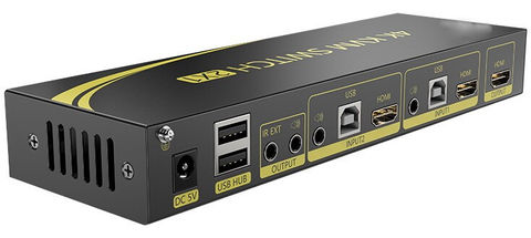 מתג KVM מ-2 מחשבים לעמדת עבודה אחת אוטומטי HDMI 4K@60HZ + USB2.0 + AUDIO עם ספק