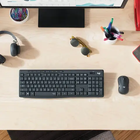 מקלדת ועכבר אלחוטיים  Logitech MK295 Silent בצבע אפור בעברית ואנגלית