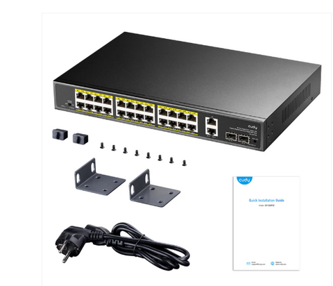 GS1026PS2 מתג PoE 24-GbE עם 2 Uplink GbE ו-2 Uplink SFP   CUDY