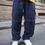 Thumbnail: Blue Denim Baggy Fit Parachute Pants