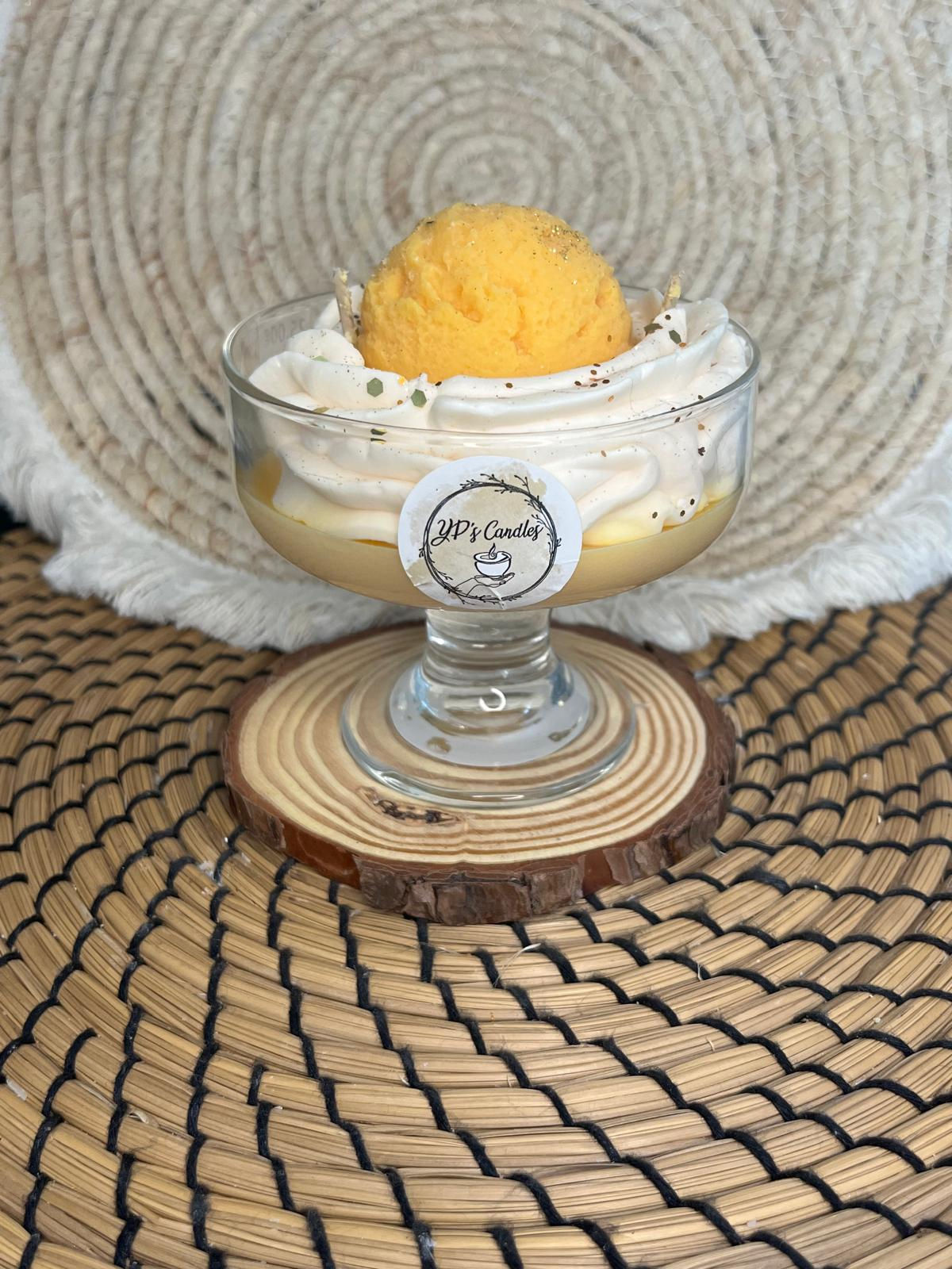 Bougie gourmande boule de glace Monoï Pêche