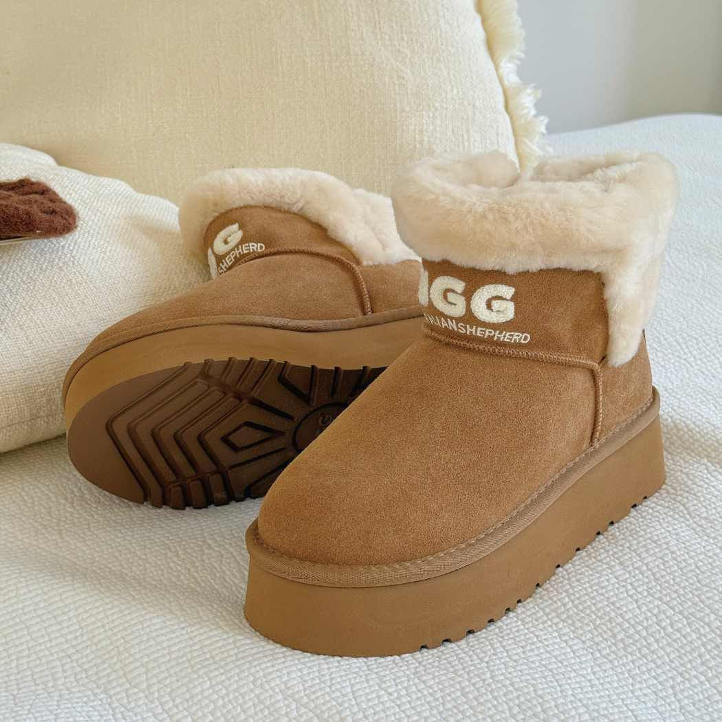 AUSTRALIAN SHEPHERD UGG Boots Sheepskin Wool Ankle Platform Oatha AS 3150