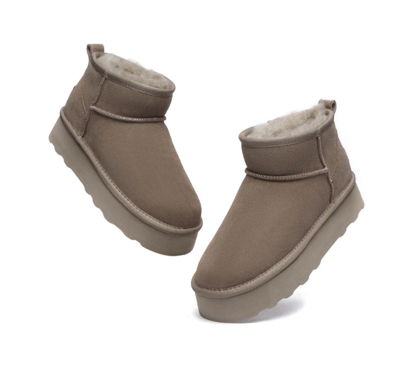 UGG Sheepskin Wool Mini Platform Boots Thick Bottom AS 3033