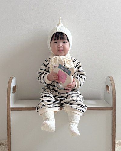 Calf-Length Striped Baby Bodysuit in Premium Cotton - Black | LaLa Land ...