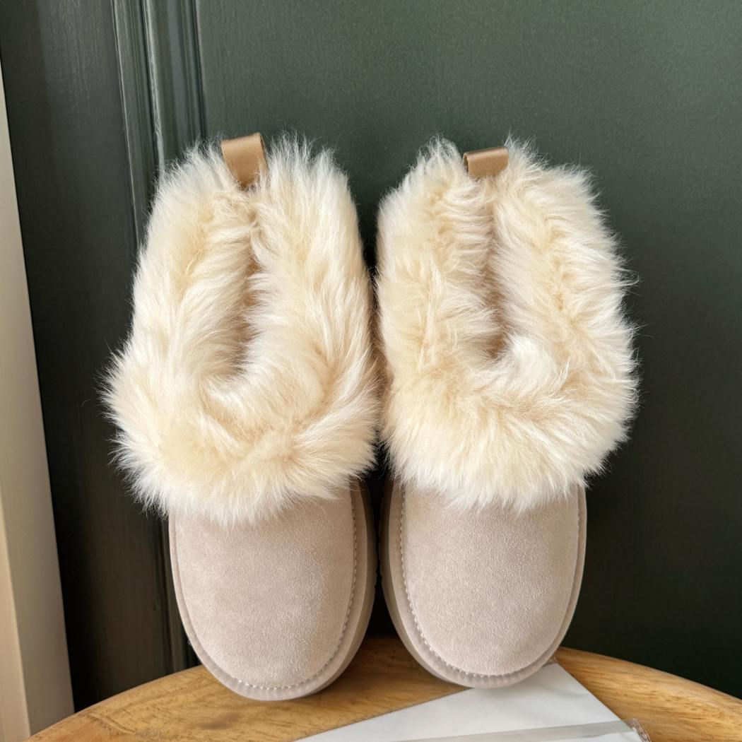 AUSTRALIAN SHEPHERD® UGG Ankle Platform Slippers Sheepskin Wool Collar AS 2134