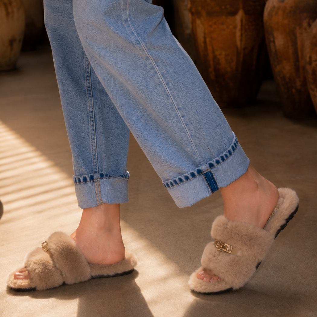 OZWEAR UGG Women's Shearling Slide Slippers OB 1074