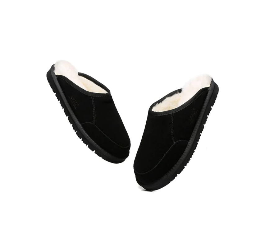 AUSTRALIAN SHEPHERD® UGG Men Sheepskin Wool Scuff Slippers Bred 15563