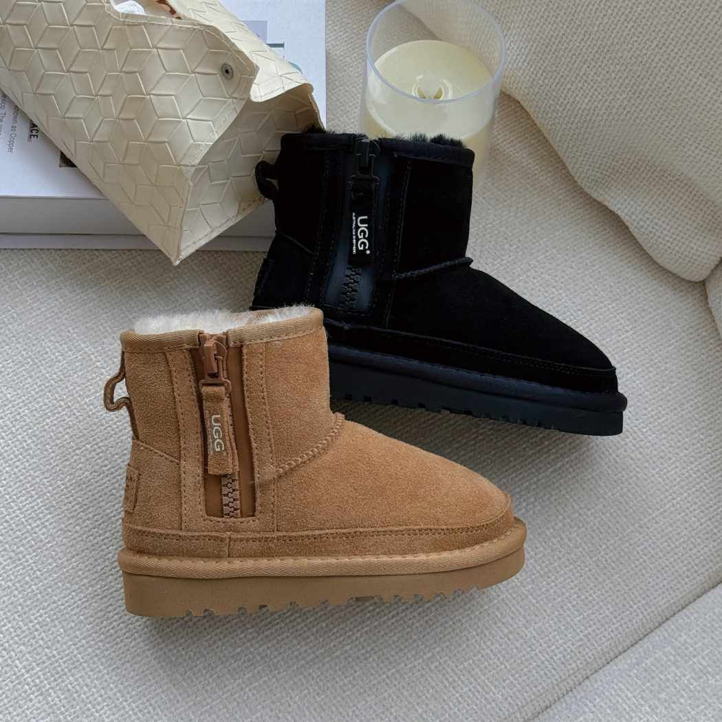 AUSTRALIAN SHEPHERD® UGG Kids Zerin Sheepskin Wool Zip Boots AS 3166K