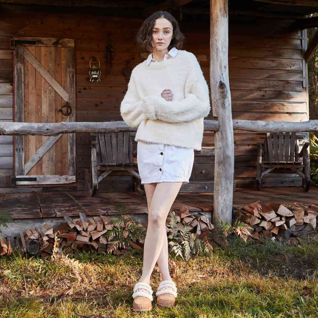 OZWEAR UGG Violet Shearling Detachable strap Slipper OB 938D